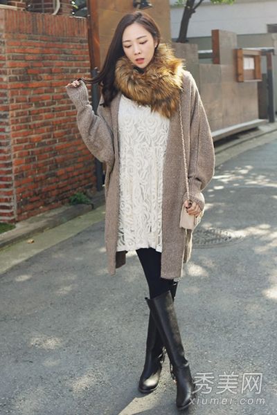 初冬夹克围巾时尚保暖温度骤降