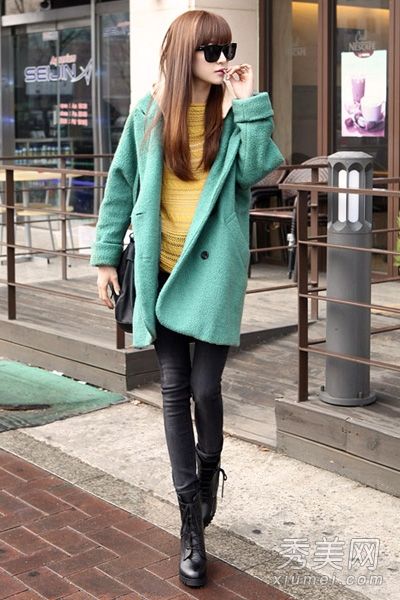 冬季防寒呢子大衣隐藏瘦肉非常优雅