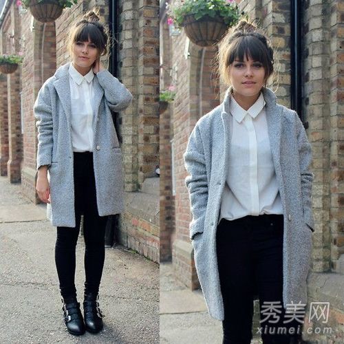 秋冬季长风衣配铅笔裤修身穿着