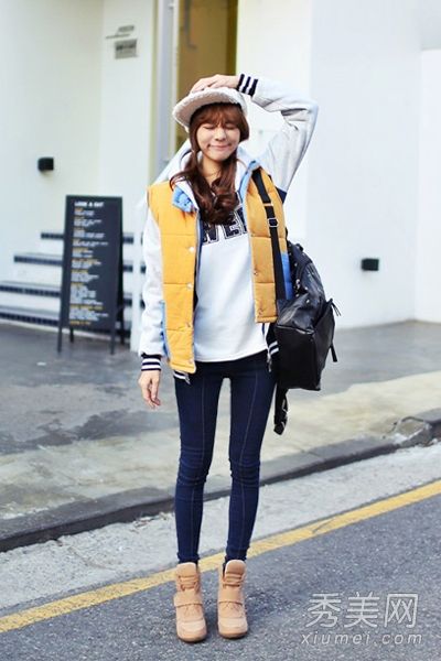 初冬韩版时尚漂亮棉背心+连衣裙漂亮