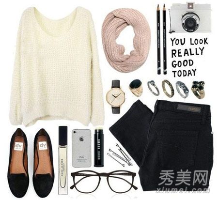 秋冬毛衣搭配围巾保暖时尚