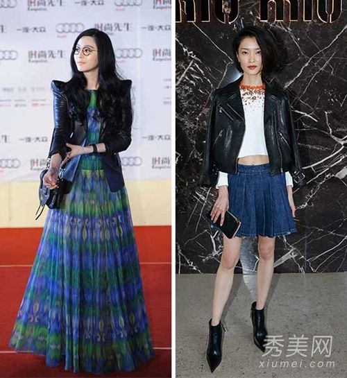 范冰冰陈瑶引领潮流，黑色皮质，帅气时尚。