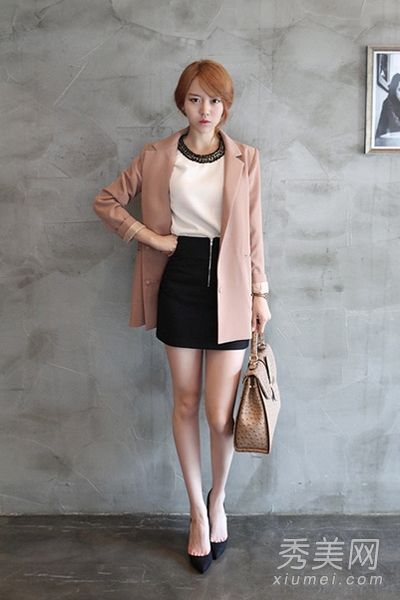 韩版西装外套+裙子优雅OL风格