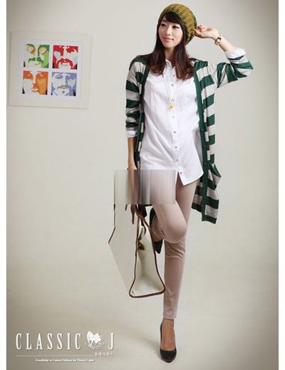 针织开衫+衬衫秋季金色搭配