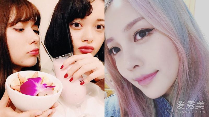 日本和韩国顶级模特制作的唇彩樱花和粉色嘴唇迎接春天