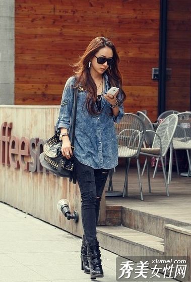 韩国潮女走出街头,搭配秋装