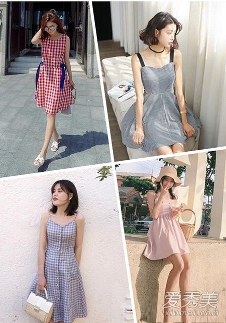 如何搭配无袖连衣裙和清新的格子无袖连衣裙