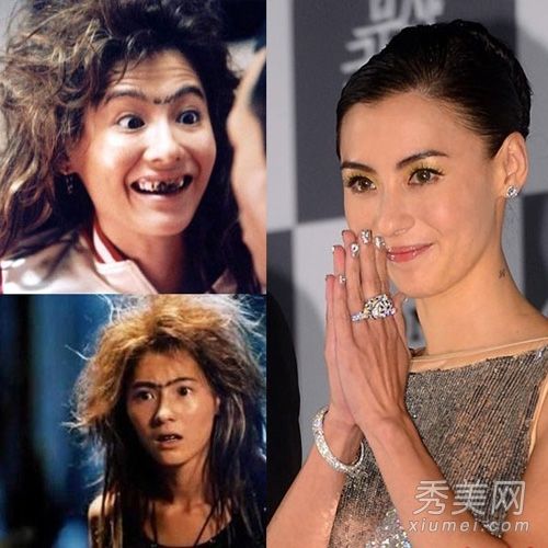 这位女演员因其丑陋的妆容而“毁容”，并在镜子中自毁形象。