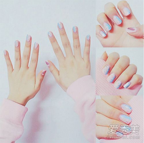 2016年美甲新画粉色彩霞指颜色开始流行