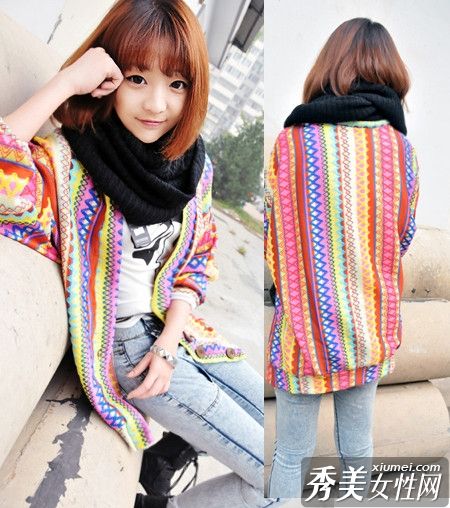 复古毛衣+时尚围巾爱欧美