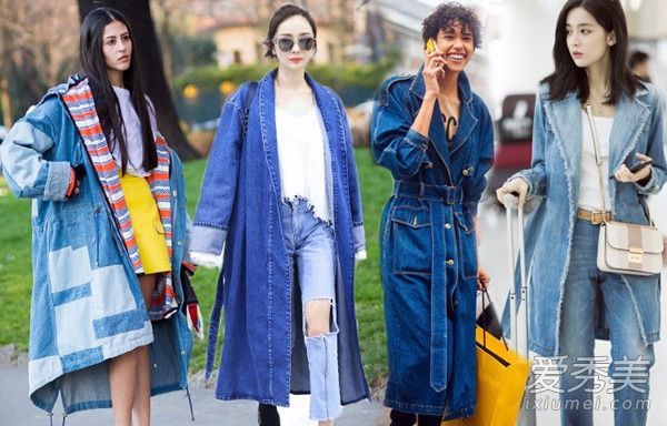 杨蜜告诉你今年的牛仔外套看起来越长越好。