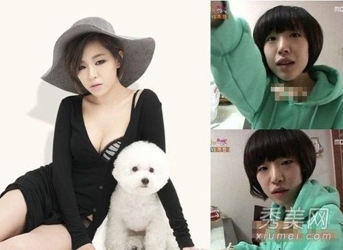 韩国女演员的化妆效果不好，导致化妆前后死亡。