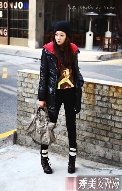 韩MM羽绒服颜色彰显个性冬装