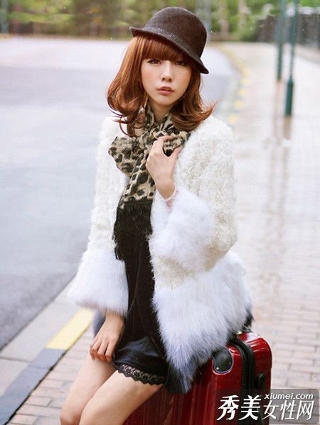 潮女穿明星皮草外套