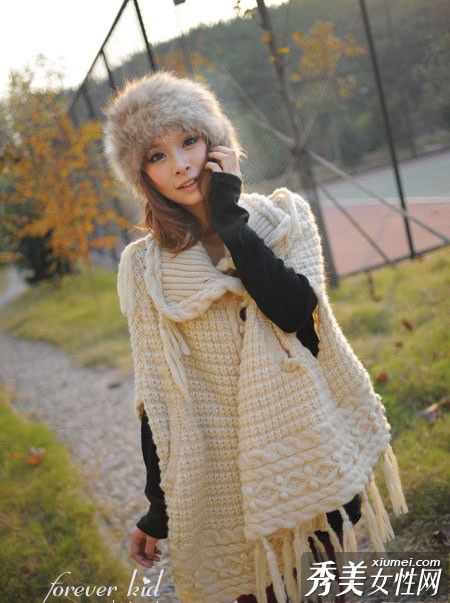 皮草帽+大毛衣