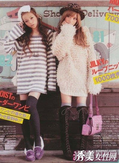 漂亮女孩冬季服装芭比MM叠层搭配