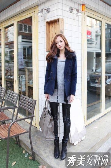 羊毛衫+毛领有更强的气场