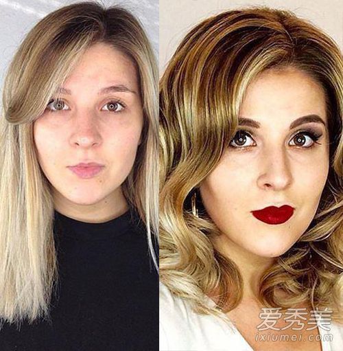 18外国女孩在化妆前后感受化妆的力量