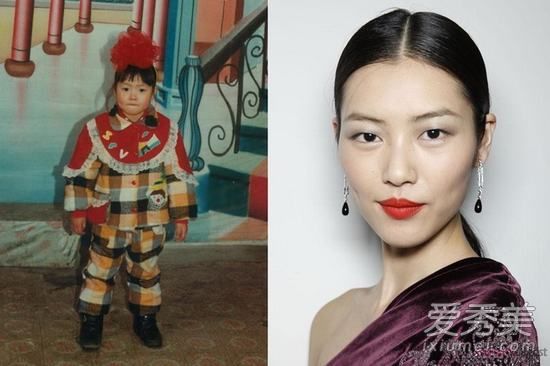 国际超模刘童年照片菲菲曾经是一只丑小鸭