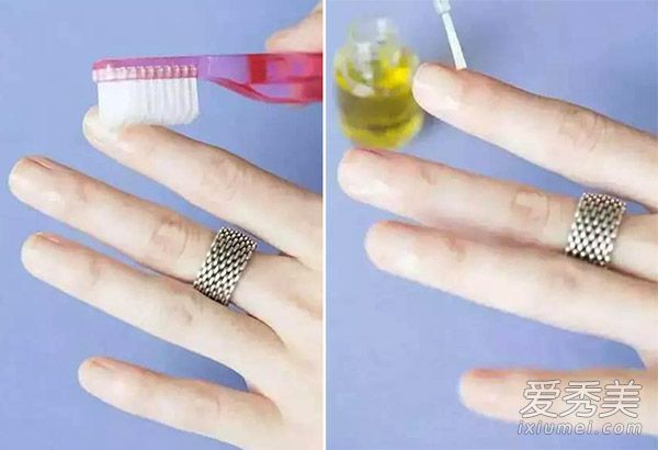 使用旧牙刷作为眉刷的唇部+鼻尖脱落