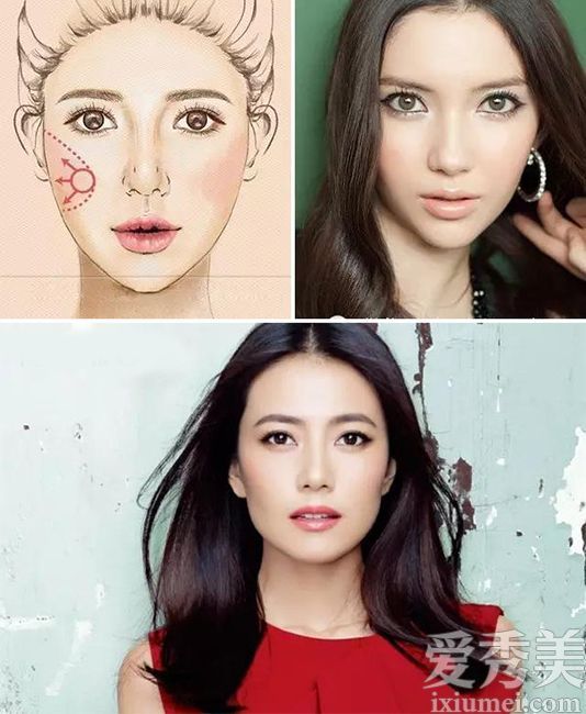 昆凌、杨蜜和高媛媛用腮红展示了不同的脸型