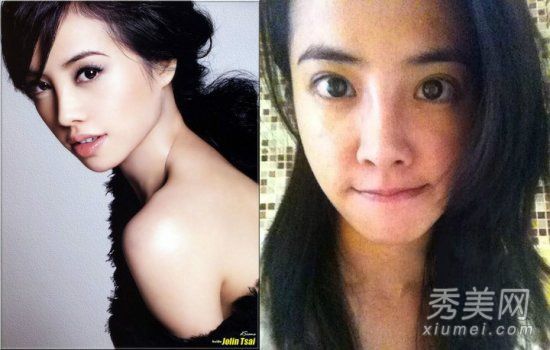 照片显示,这位女明星卸妆后,眼睛没有受到皮肤不良的影响。