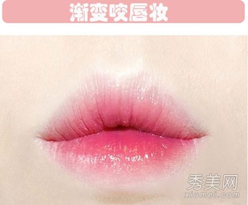 图形淡色唇妆浪漫桃红色花朵