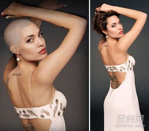 女演员惊悚光头造型光头+烟妆美丑不一