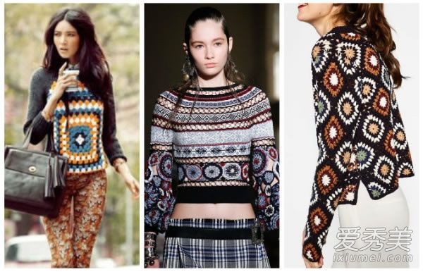 如何穿复古奶奶钩针织单品?