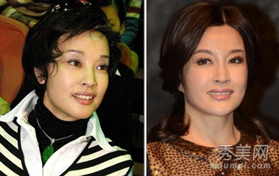 刘晓庆化妆师毛戈平展示了一幅减龄化妆画。