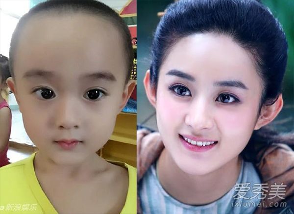 幼儿园里可爱的小宝宝长得很像赵，照了照明星们打脸的照片。