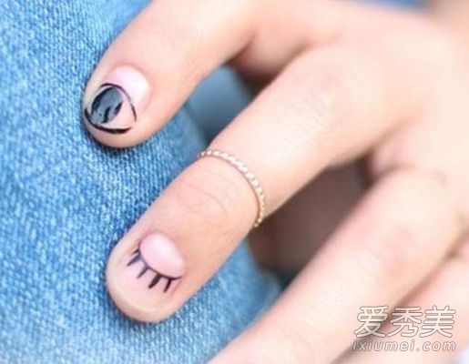 彩绘美甲:DIY超萌睫毛美甲(照片)