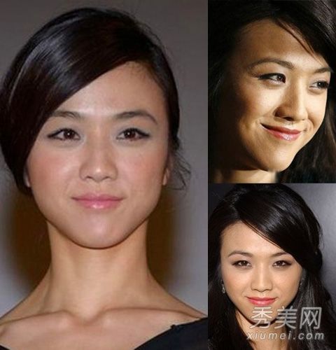 女明星化浓妆出丑,她们的颜色很土气,眼部化妆也很怪异。