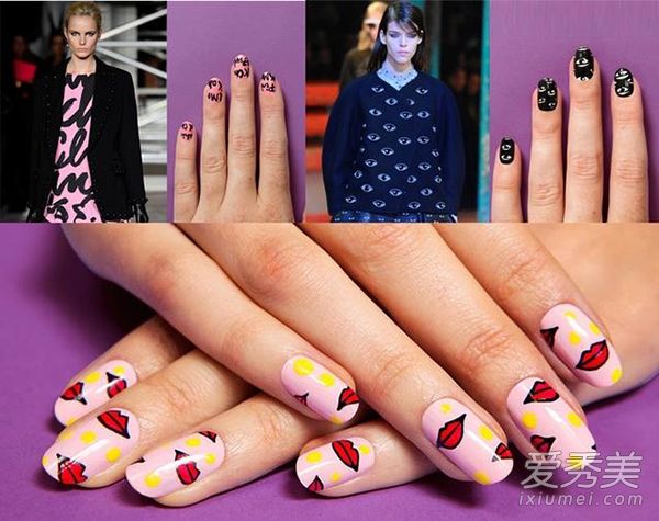 根据大牌服装DIY美甲图案同色