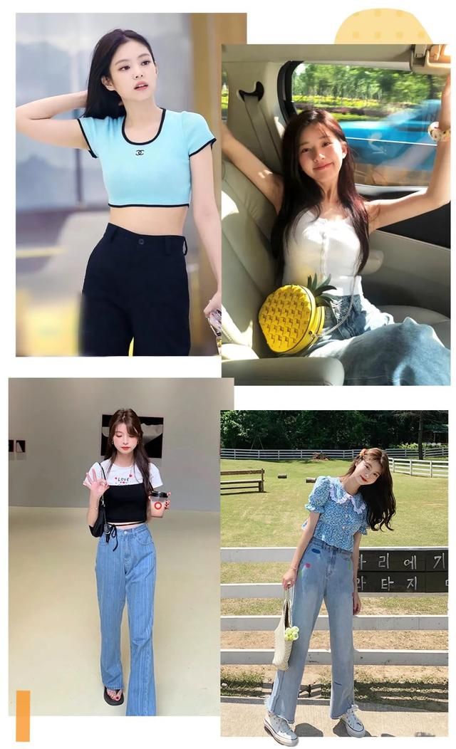 短上衣+高腰裤=初秋时髦穿搭，显瘦显腿长，细腰女生专属