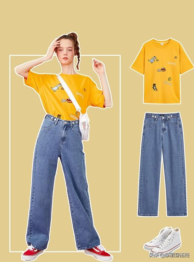 夏季清爽的T恤穿搭，简约而不简单，美得很自然